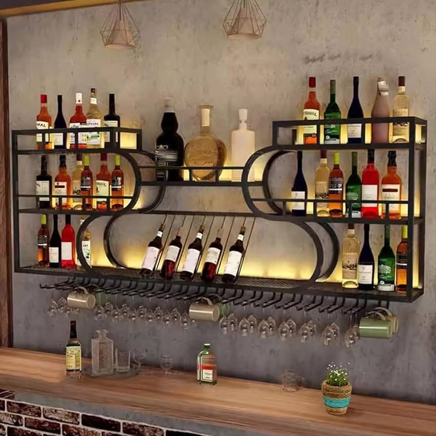 Amazon|ZTGL ガラスホルダー付きモダンな壁掛けワインラック Amazon|ZTGL ガラスホルダー付きモダンな壁掛けワインラック